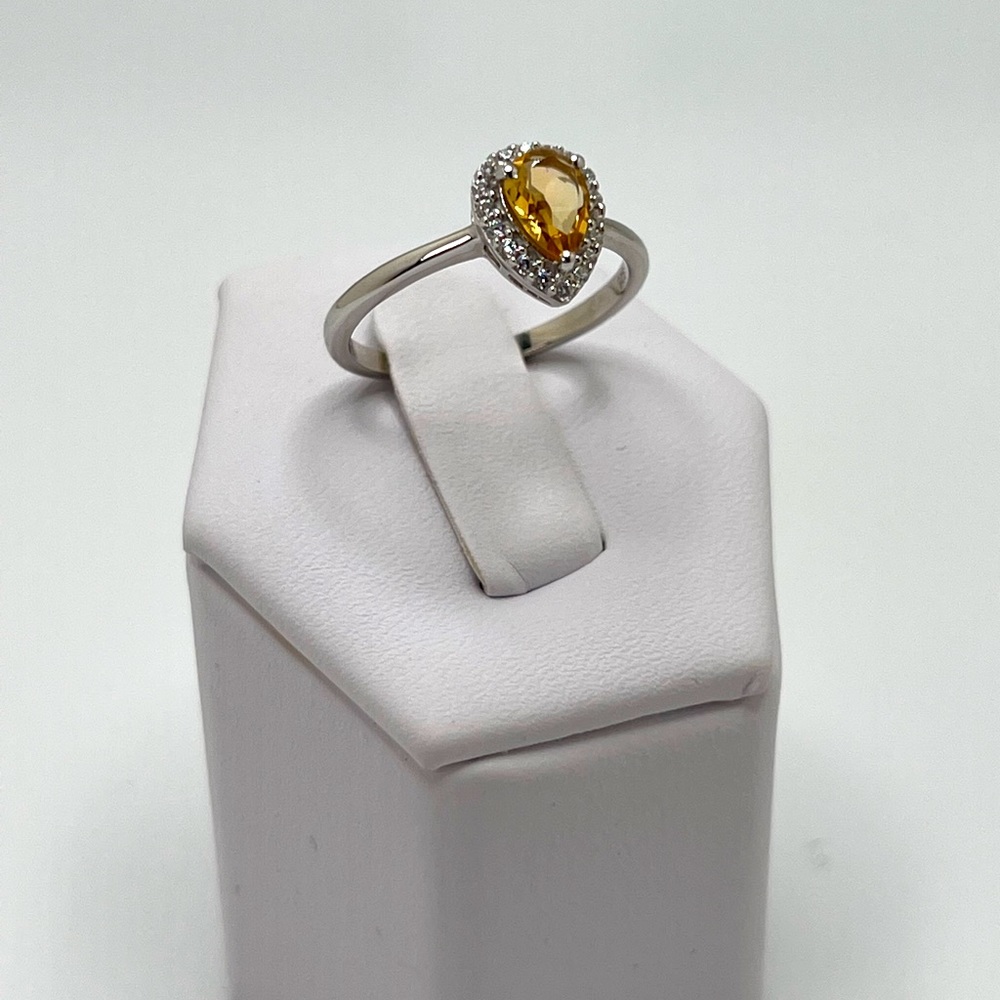Sale $36 Firm! .925 Sterling Silver Natural Citrine & Cz Ring - Picture 14 of 15